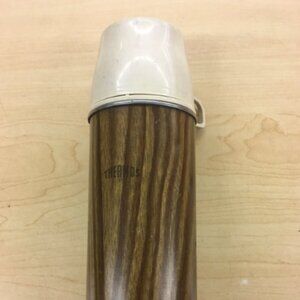Vintage Wood-Grain Insulated Thermos
